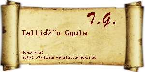 Tallián Gyula névjegykártya